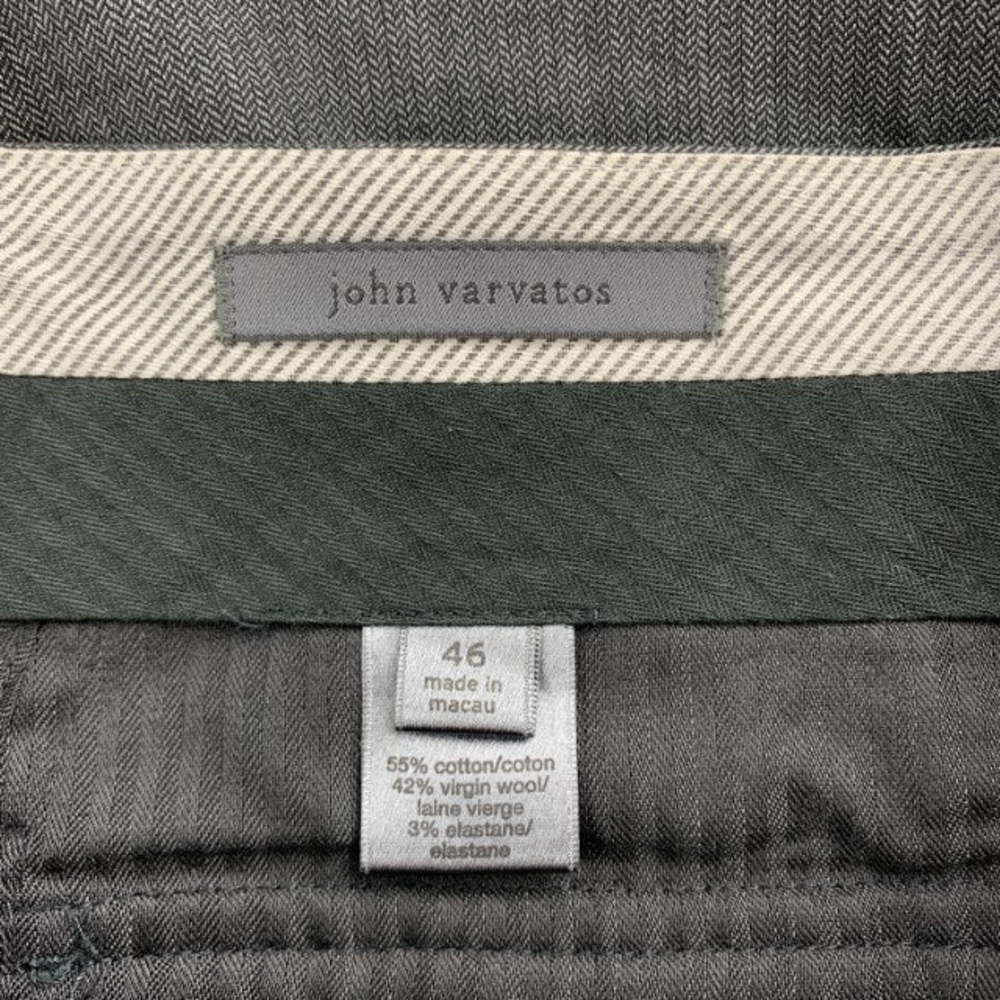 JOHN VARVATOS Size 30 Dark Gray Herringbone Cotton Blend Zip Fly Dress Pants - Picture 4 of 4